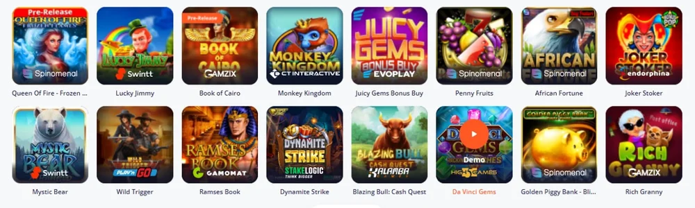 Nabídka her v kasinu